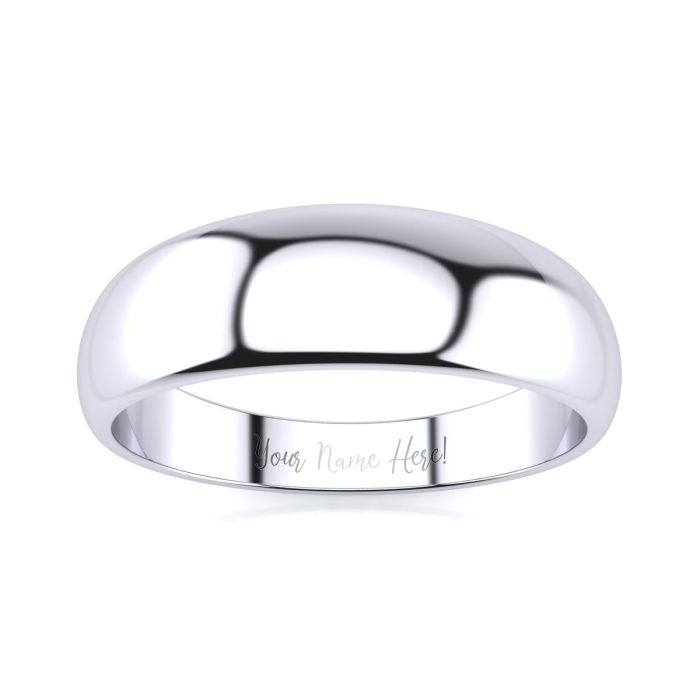 14K White Gold 6MM Heavy Tapered Ladies and Mens Wedding Band, Size 12